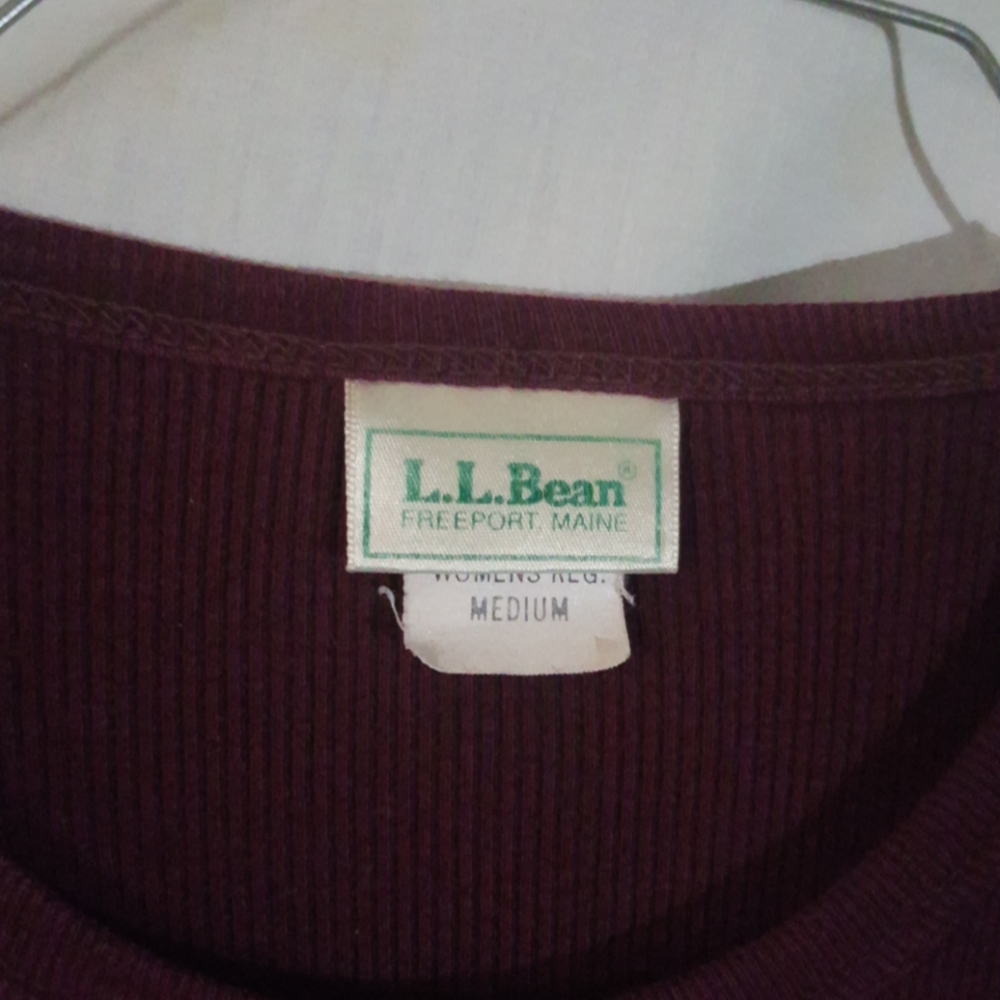 L.L. Bean Wine Colored Medium Top, long Sleeves - Picture 2 of 3